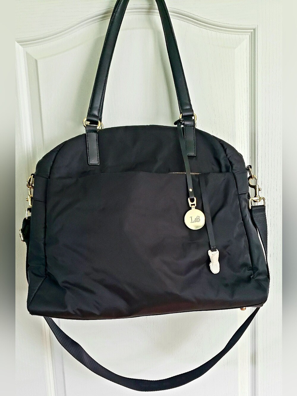 Lo & Sons The O.G. Travel Bag Black Nylon Gold Tote Weekender Laptop - Picture 3 of 16